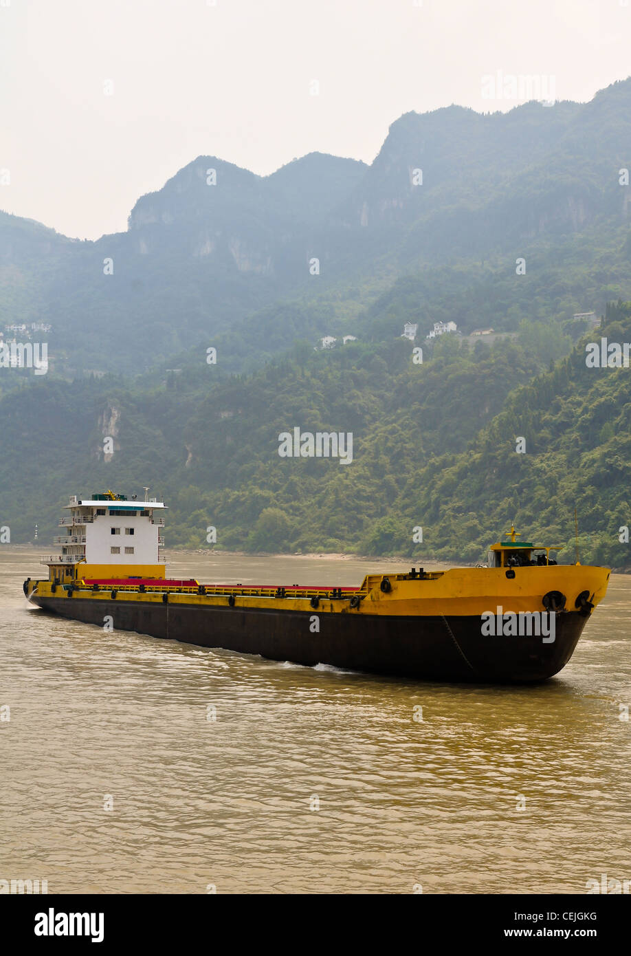 freighter on a river Stock Photo