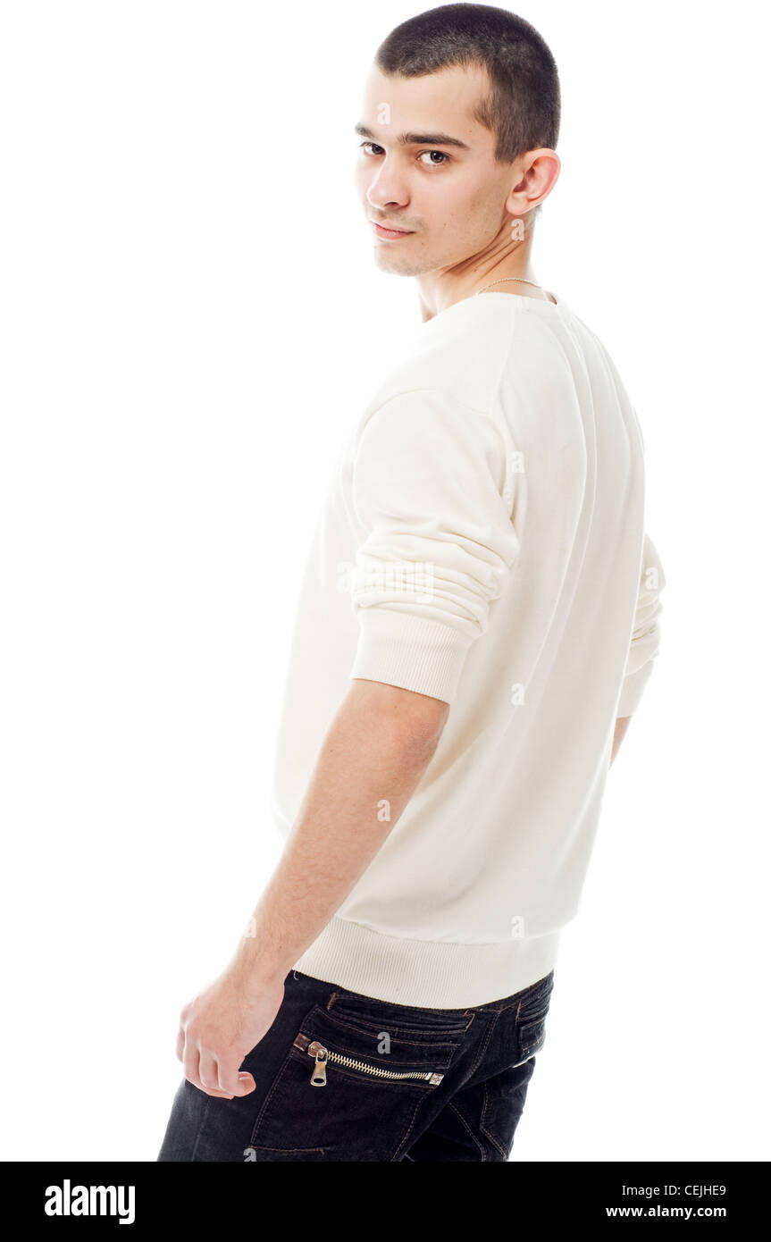 Young caucasian man isolated on white background Stock Photo - Alamy