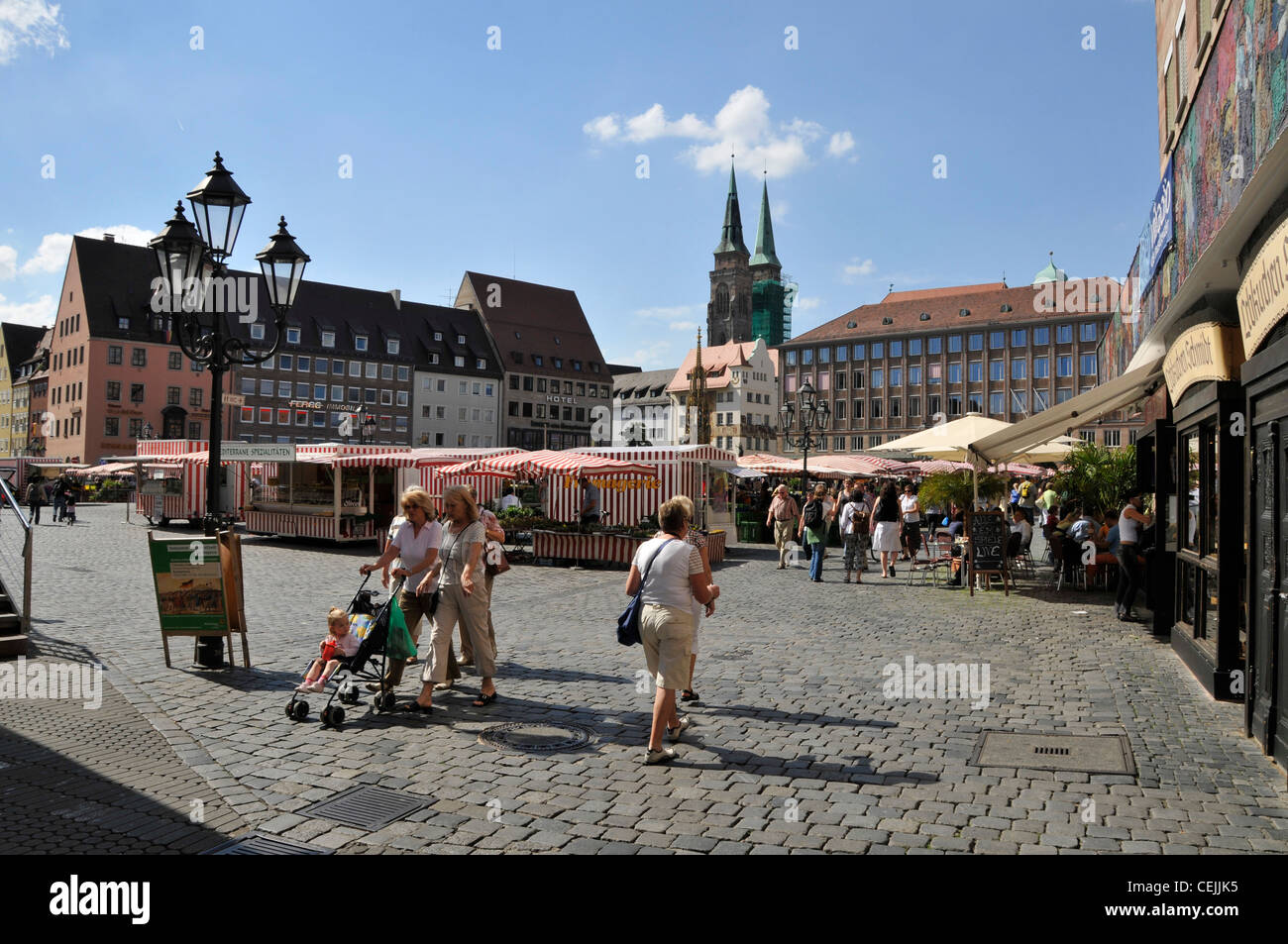 Market day on Nuremberg's main market square,Hauptmarkt in Nuremberg