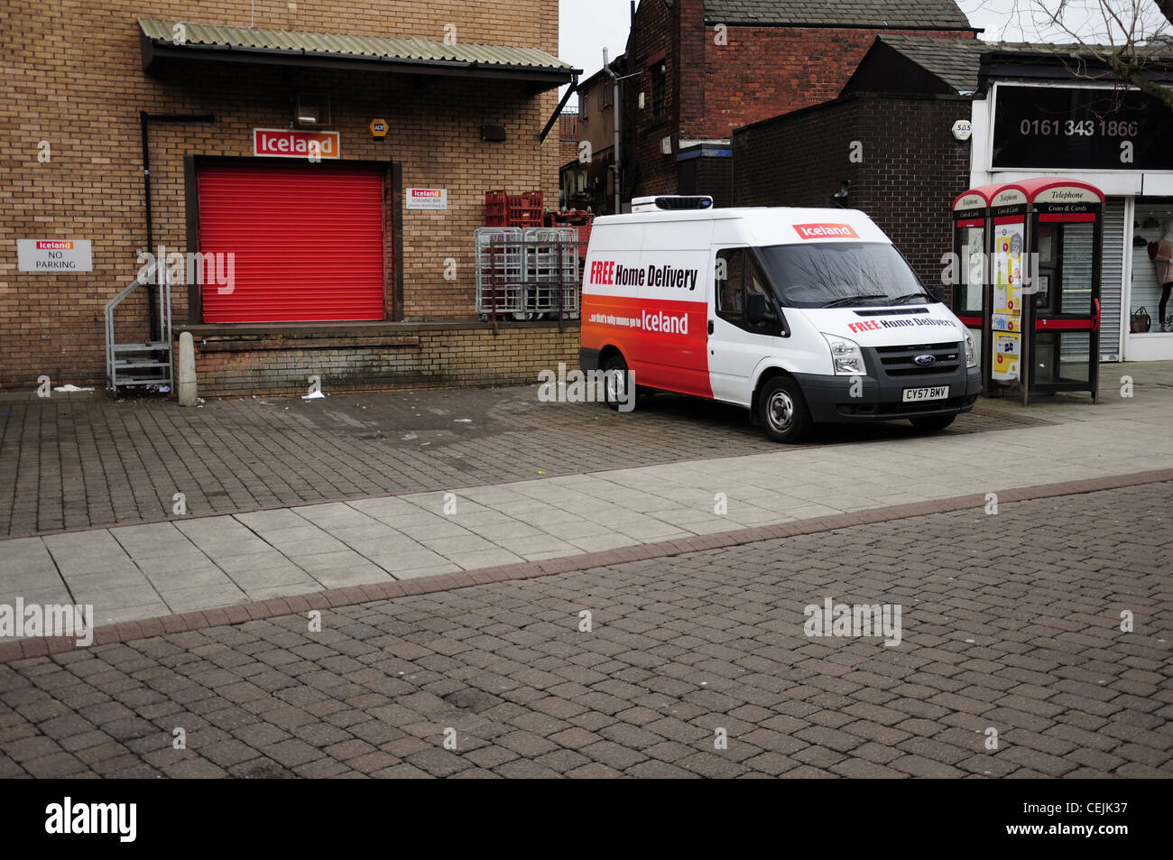 'Iceland' Store rear loading bay home delivery van parked up outside Stock Photo