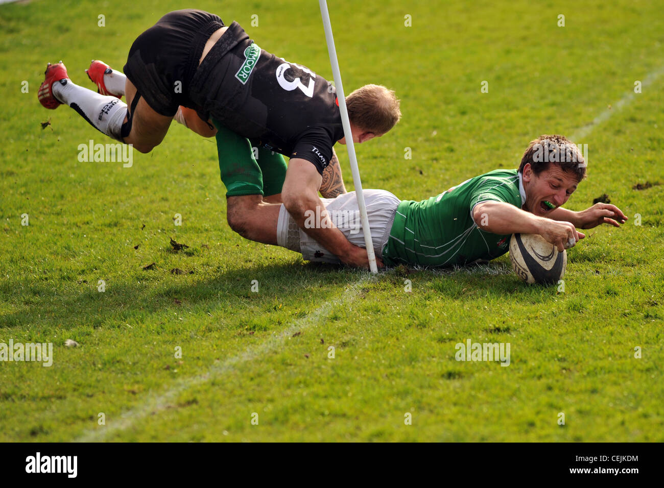 Rugby game, Wharfedale Rugby Union Football Club, North Yorkshire UK Stock Photo
