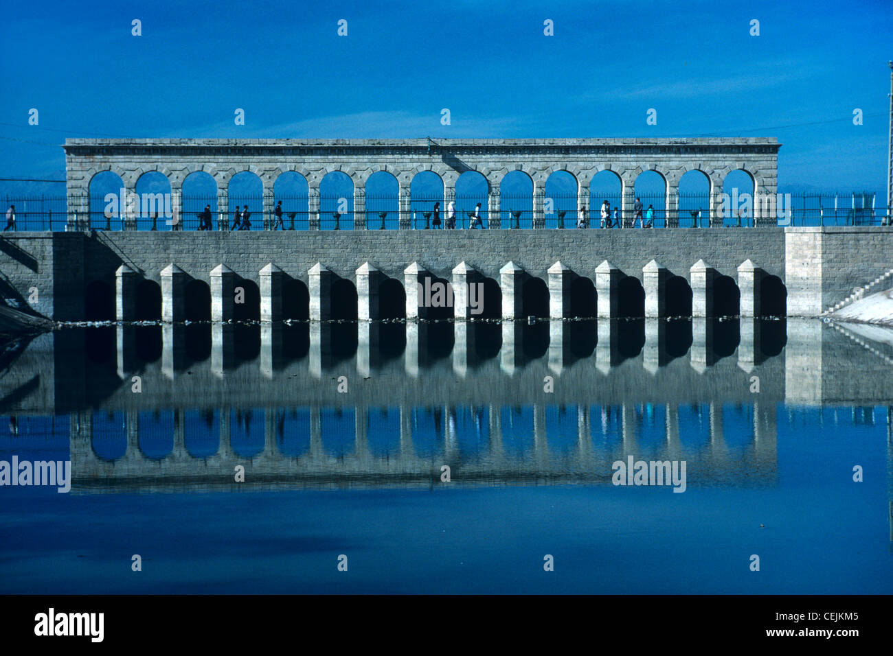 Dam or Barrage and Bridge at Beysehir Lake Central Turkey Stock Photo