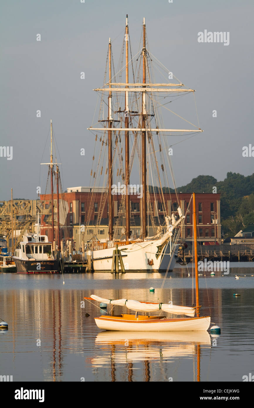 Tall ships in Mystic River. Stock Photo