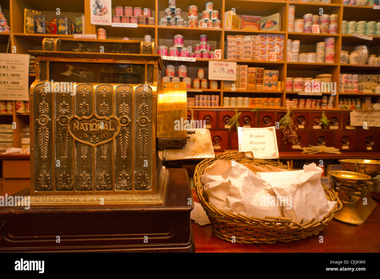 Antique cash register at Beamish - the living museum of the north Stock Photo
