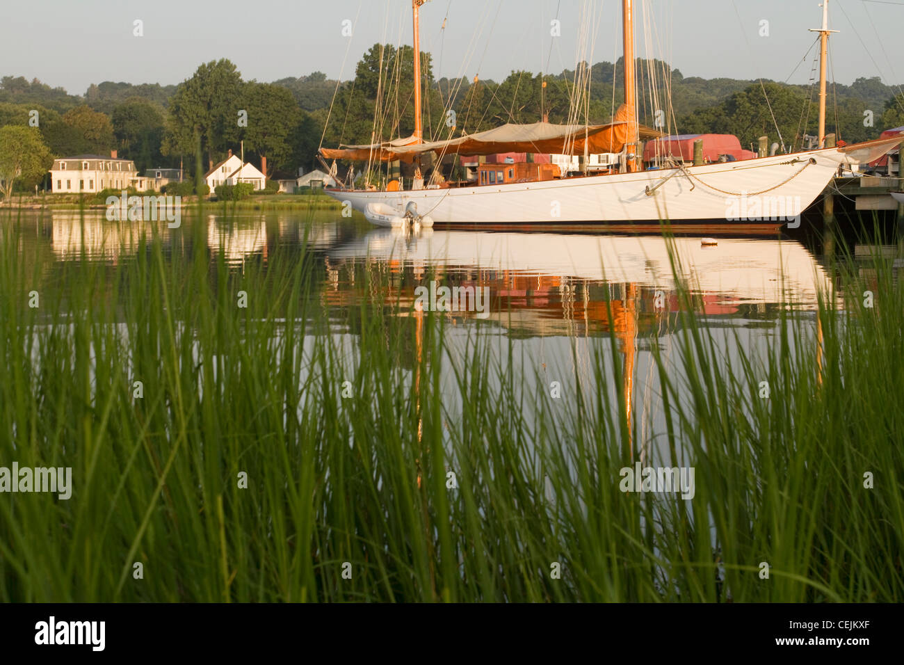 A schooner in Mystic River. Stock Photo
