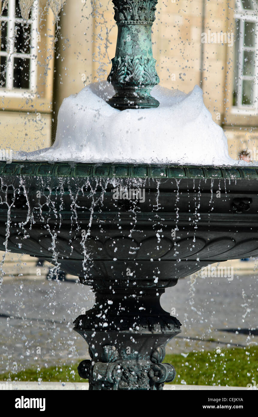 Tübingen University Main building Fountains with soap foam, Universität Neue Aula Brunnen Stock Photo