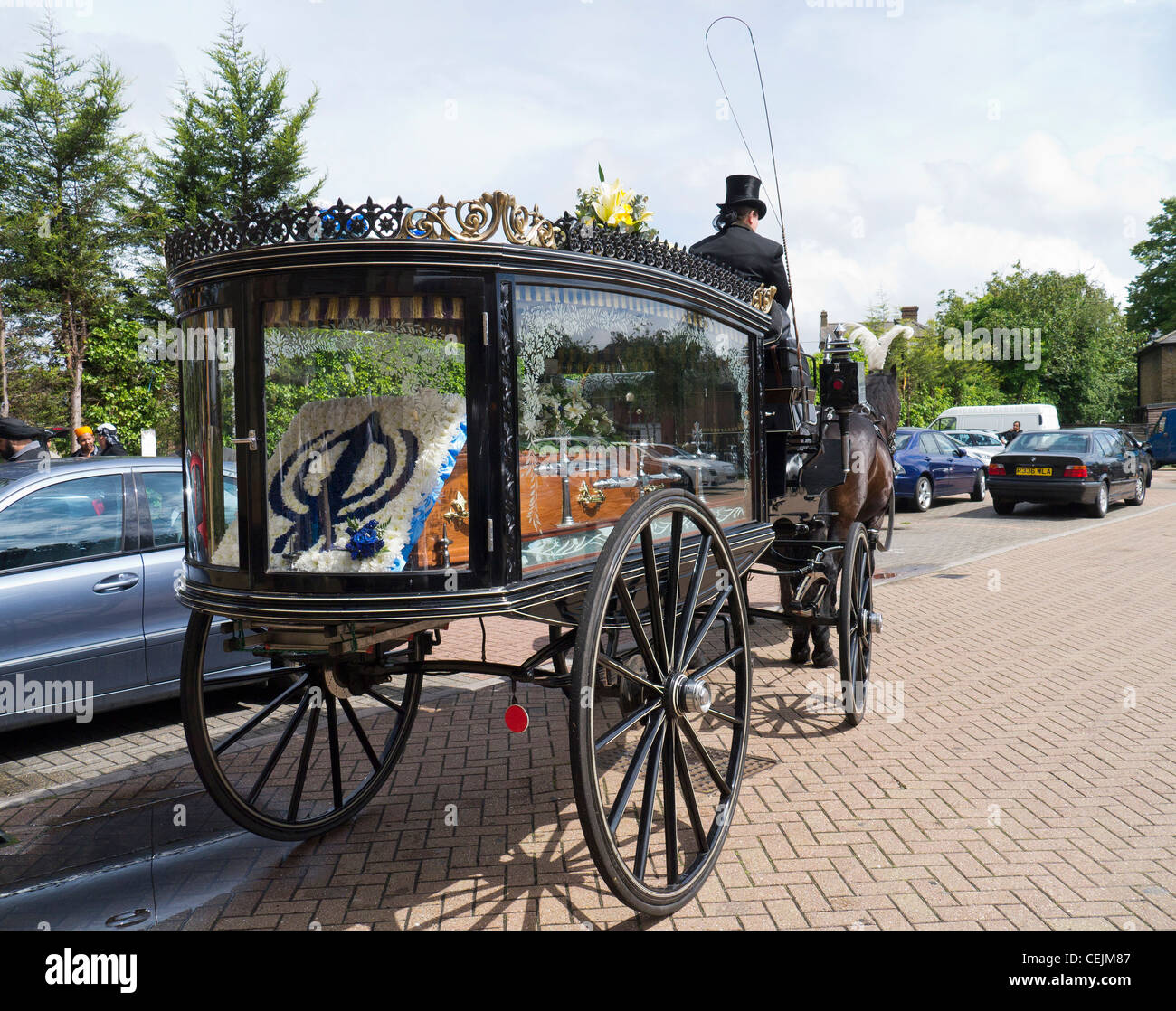 Horse Drawn Funeral Carriage at Sikh Temple in Hounslow London Stock Photo Alamy