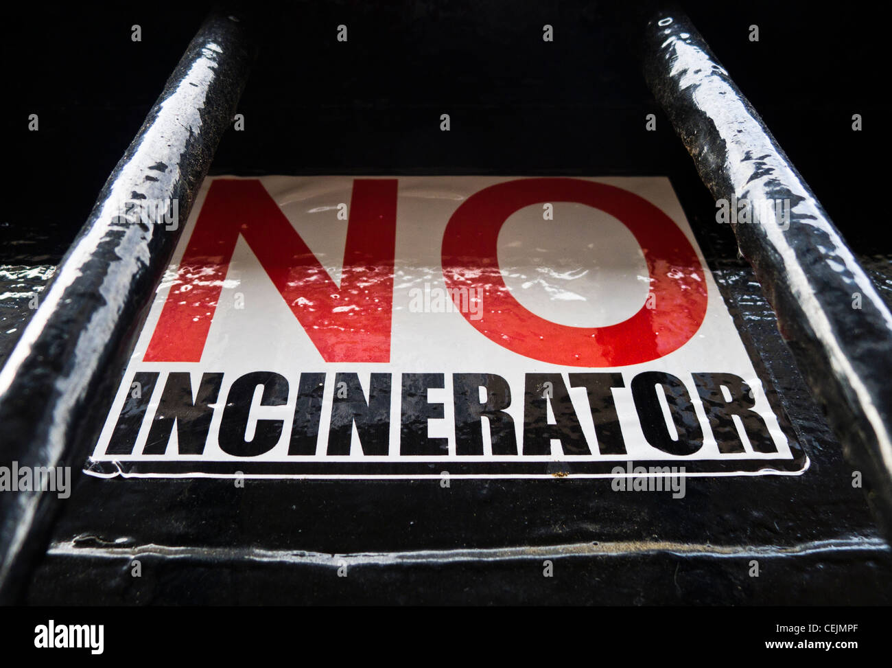 'NO INCINERATOR' protest sign in King's Lynn, Norfolk,UK. Stock Photo