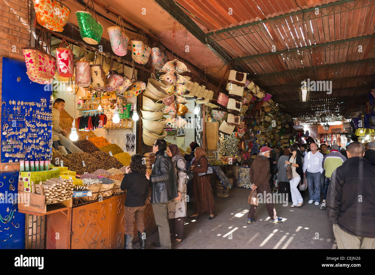 Dried fruit and nuts stall on Rue Souk Smarine in the Souks, Medina