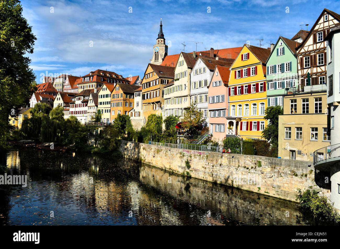 Tübingen Old town Neckar front promenade, Neckarufer Altstadt Stock Photo Alamy