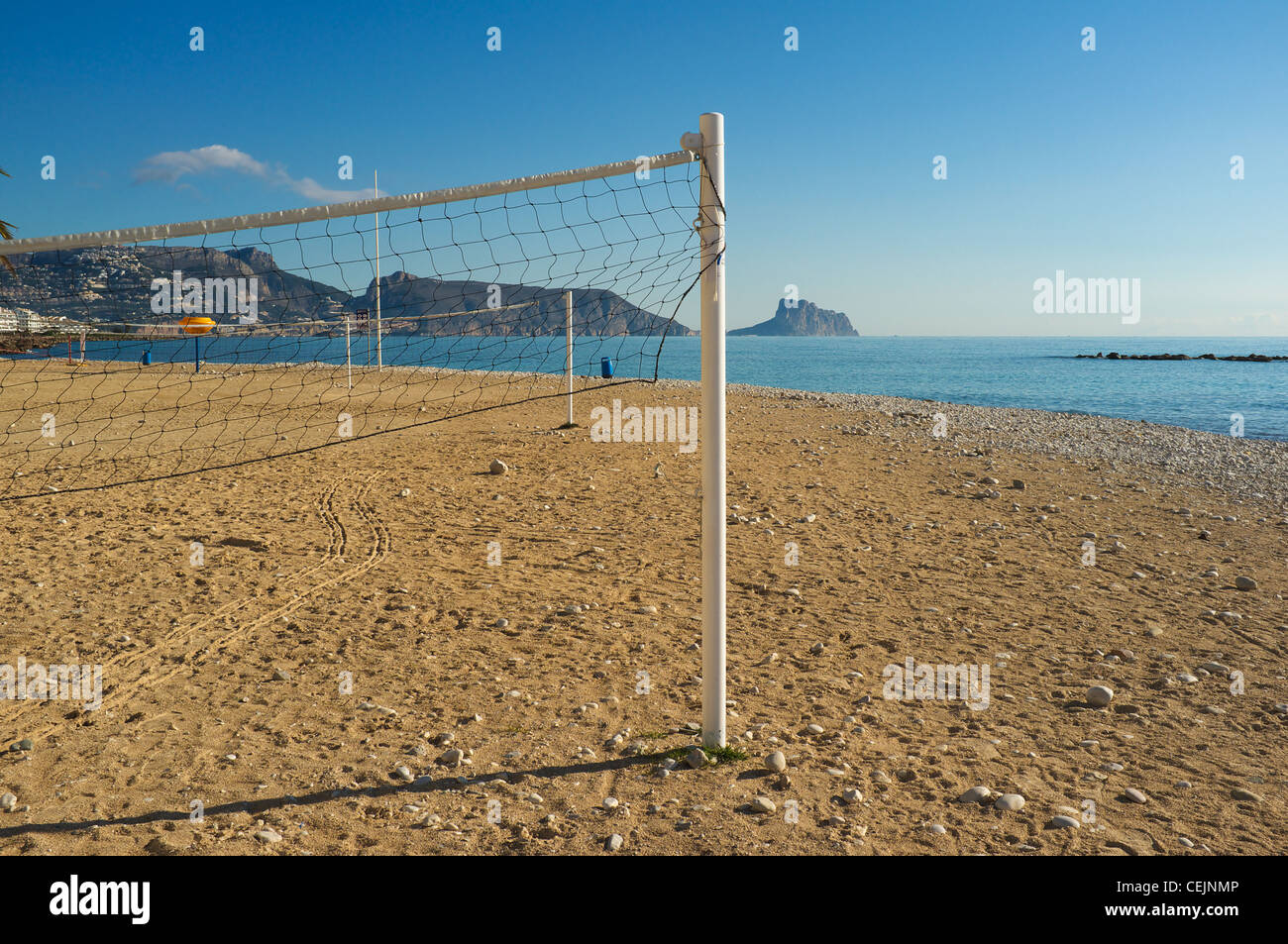 Volleyball nets on Alta Beach, Costa Blanca, Spain Stock Photo Alamy
