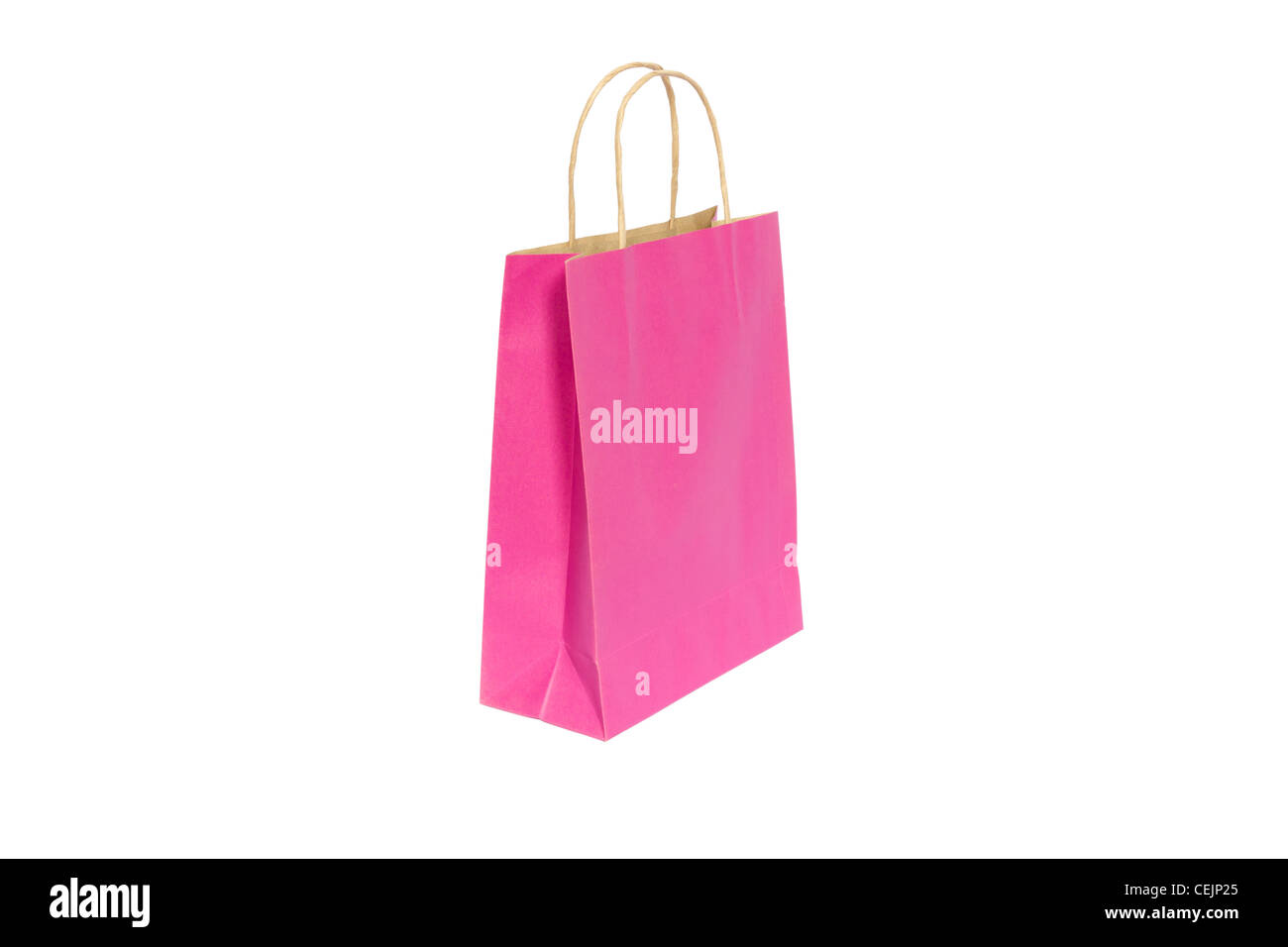 Pink paper bag ready for shopping isolated on white background Stock ...