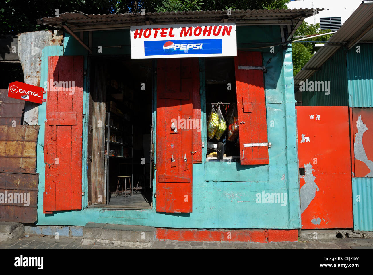 Shop front in Port Louis. Mauritius. Stock Photo