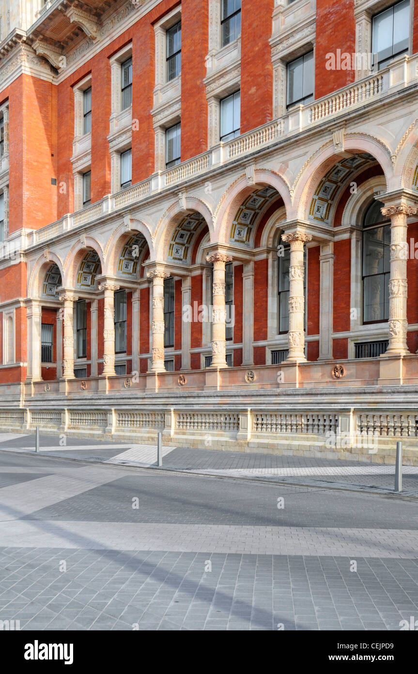 Victoria & Albert Museum Henry Cole Wing facade seen from Exhibition Road shared space thoroughfare Kensington London Stock Photo