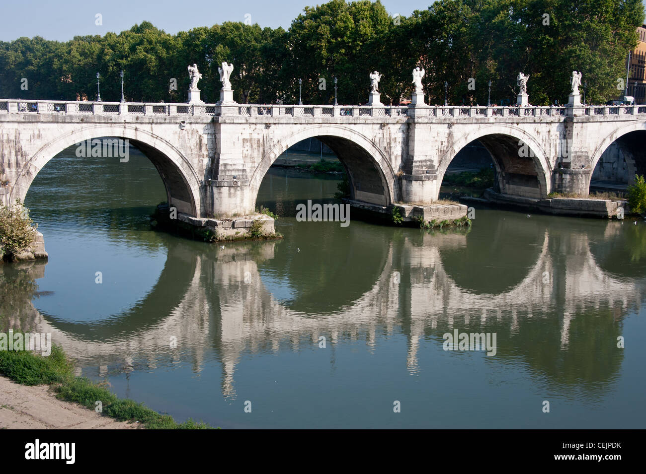 Saint Angelo bridge over the Tiber River in Rome, Italy. Stock Photo