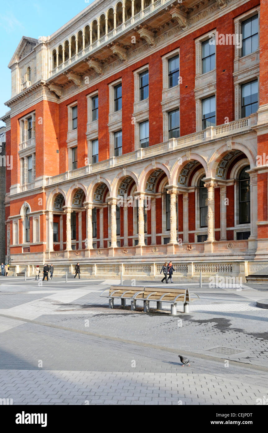 Victoria & Albert Museum Henry Cole Wing facade seen from Exhibition Road shared space thoroughfare Kensington London England UK Stock Photo