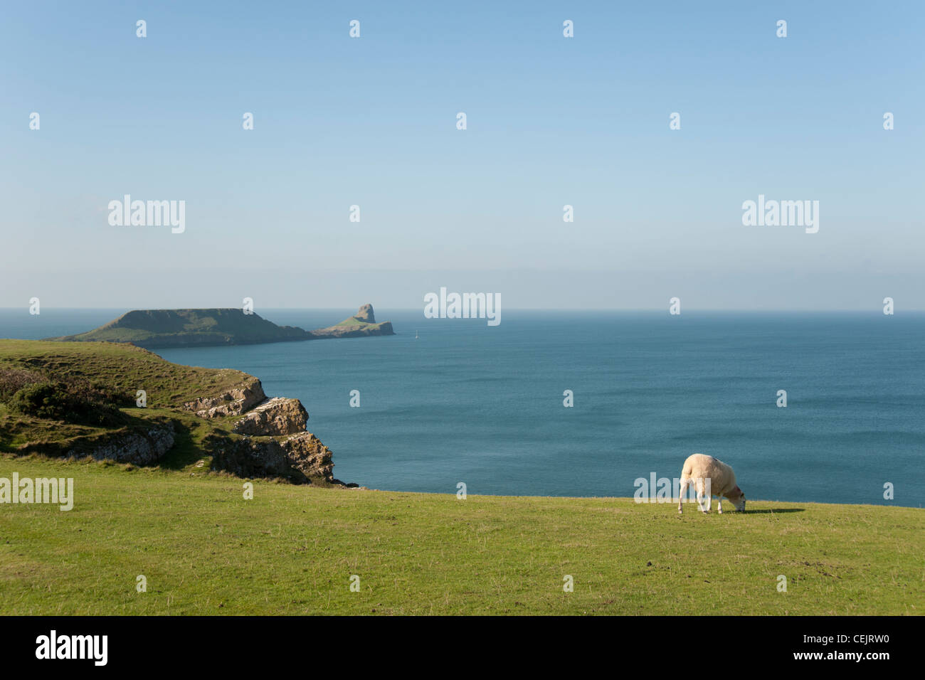 Worms head, Rhossili Bay, Gower Peninsula, South Wales Stock Photo
