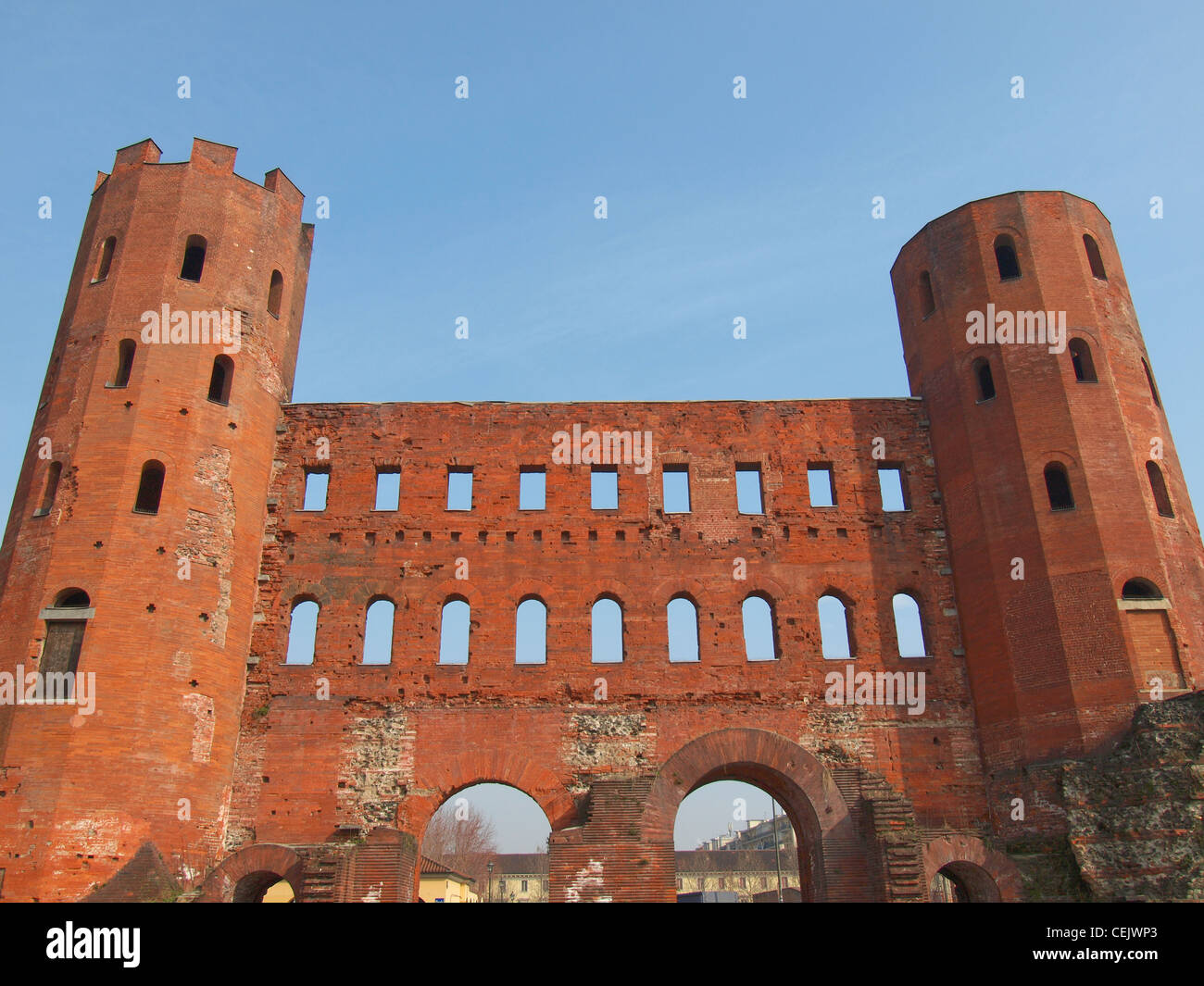 Palatine towers (Porte Palatine) ancient roman gates of town, Turin ...