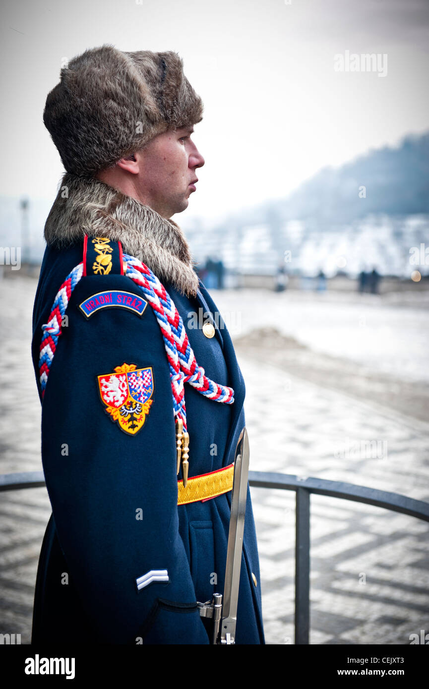 Castle guard sentry, Prague. Stock Photo