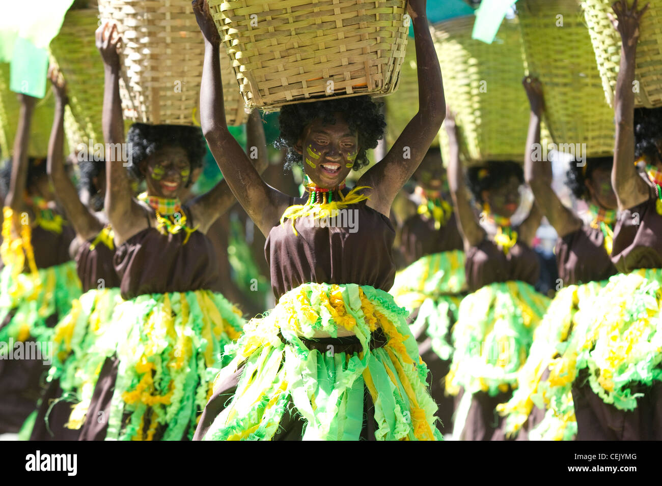 Tribal dancers,Dinagyang festival 2012,Iloilo City,Philippines Stock Photo