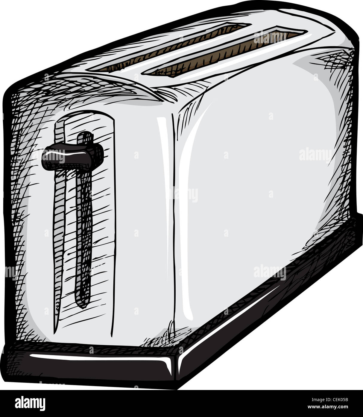 Isolated Drawing Of A 2 Slice Toaster Over White Background Isolated Drawing Of A 2 Slice Toaster Over White Background