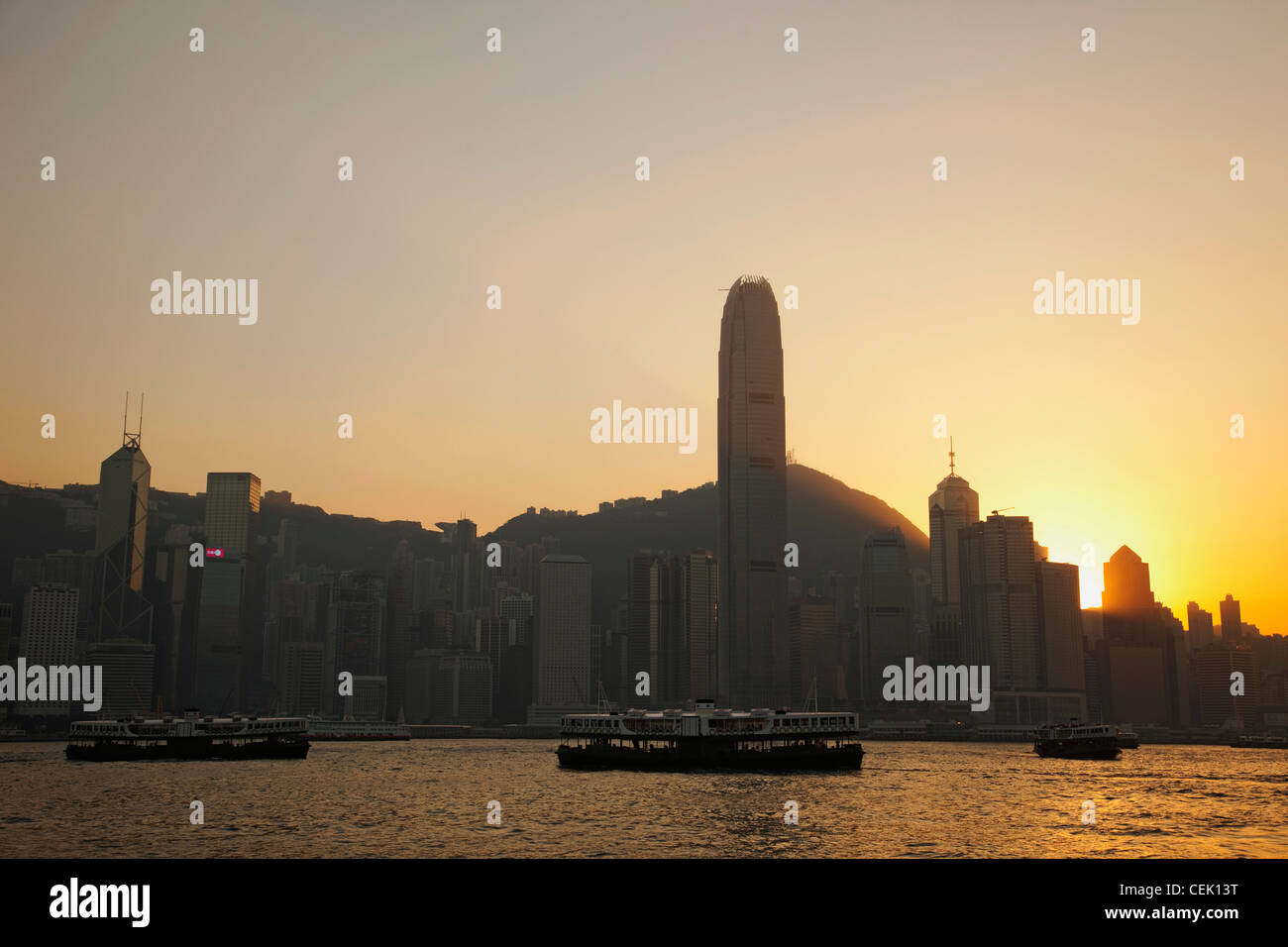 Hong Kong City Skyline and Victoria Peak at sunrise Stock Photo - Alamy