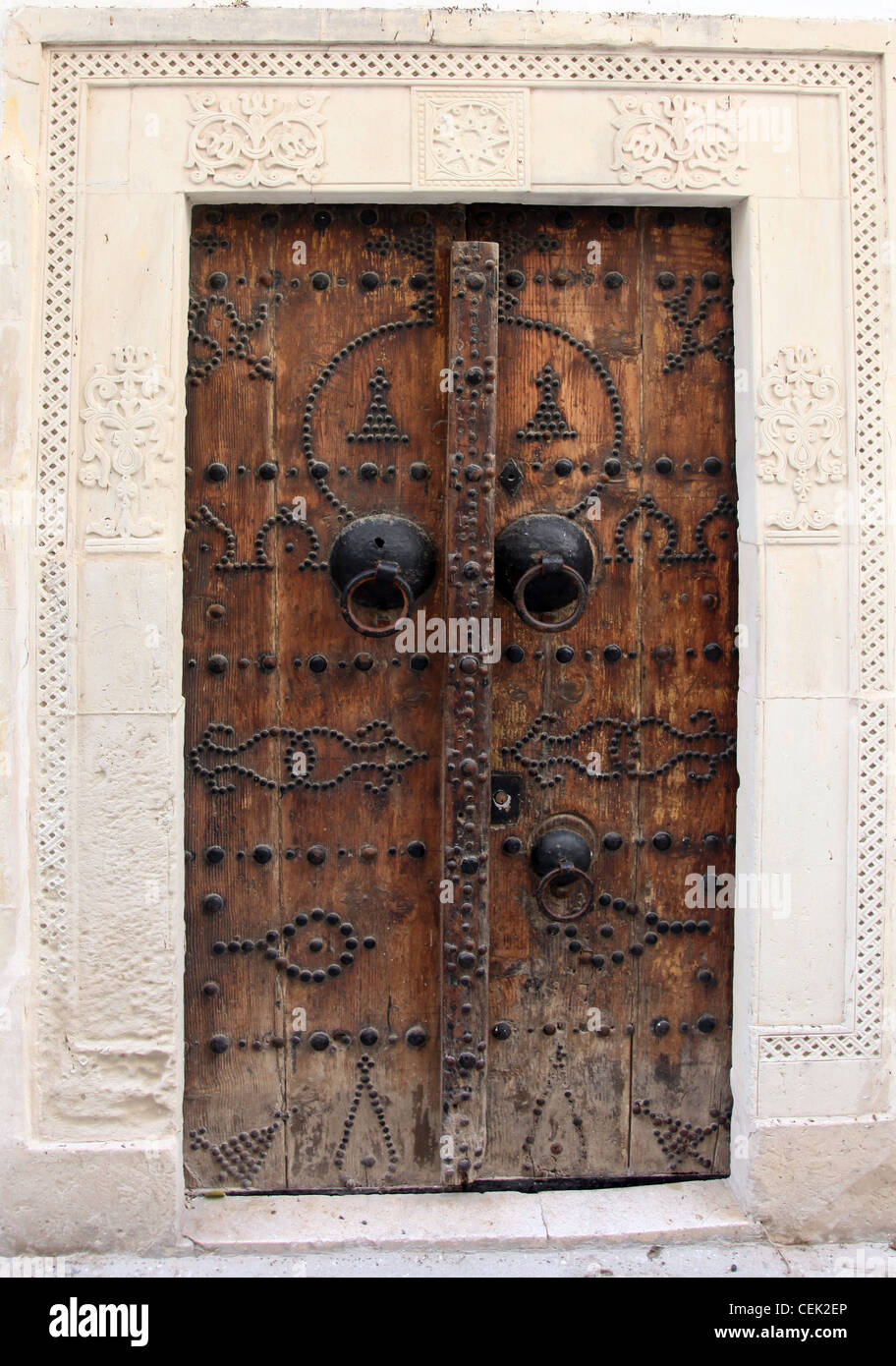 Traditional door from Sousse, Tunis Stock Photo
