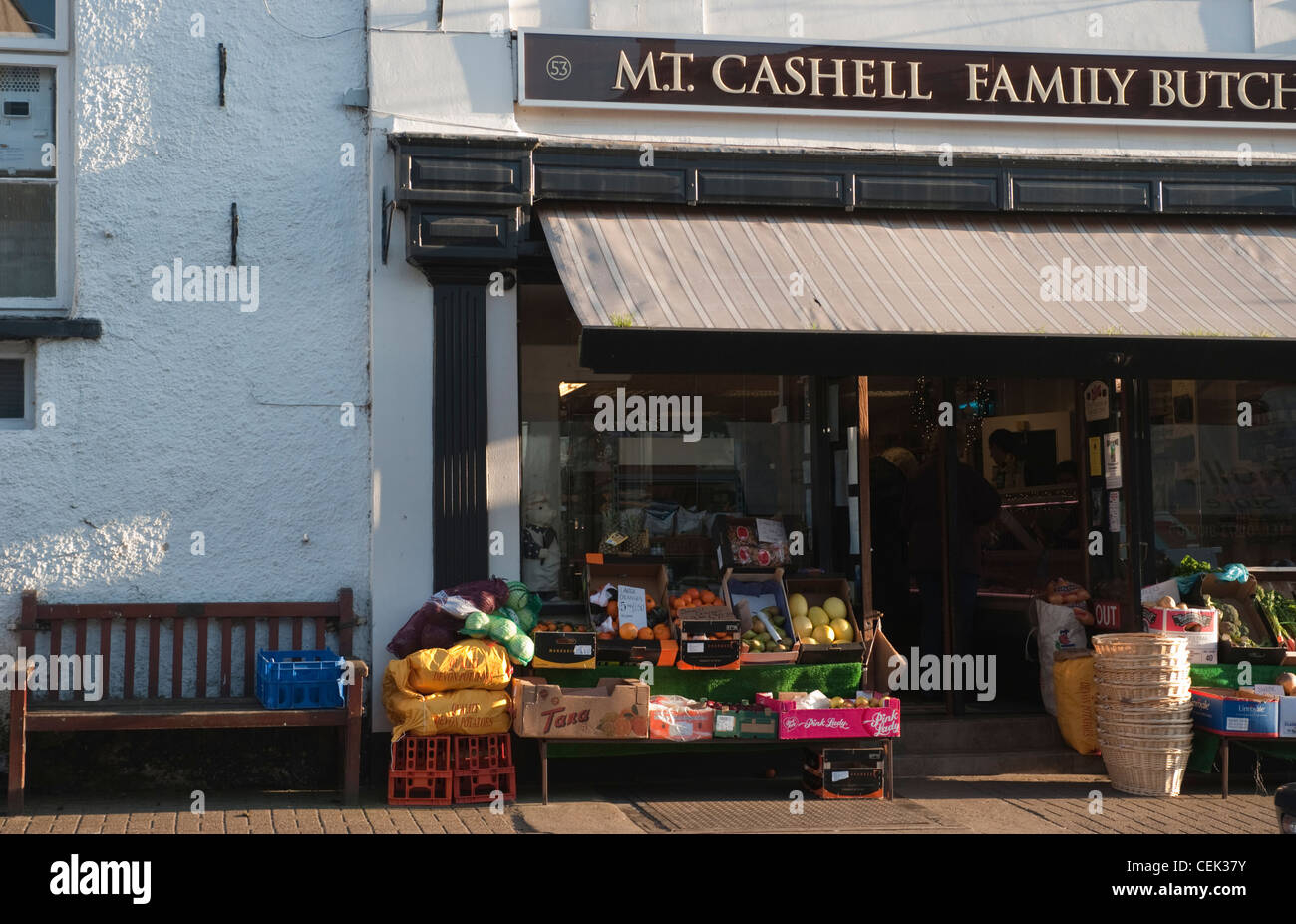 Family butcher in the High Street at Crickhowell Stock Photo Alamy