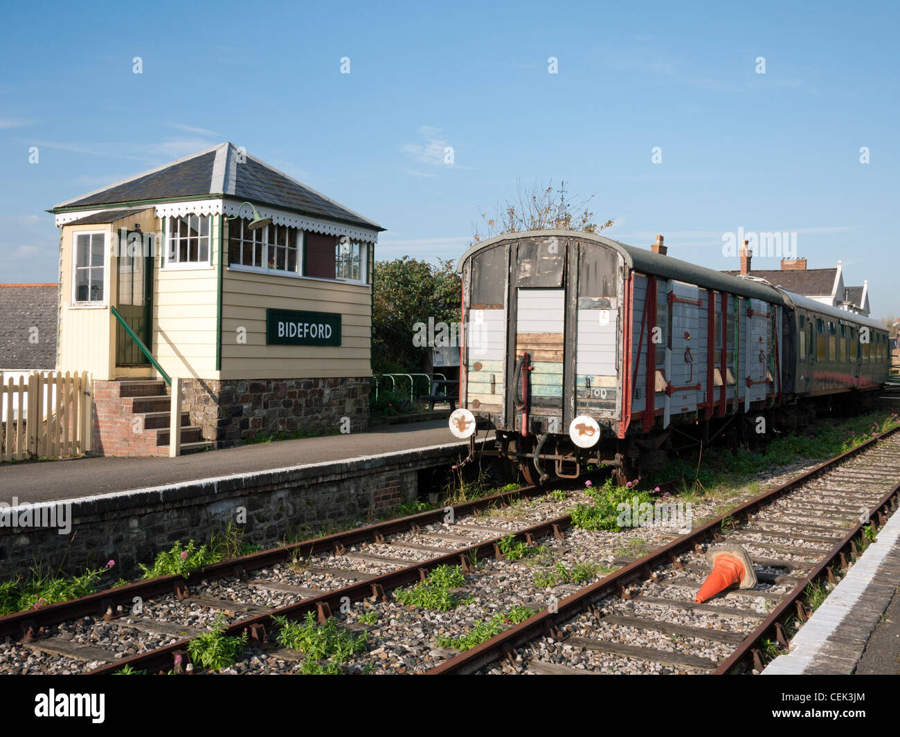 Old signal box at Bideford Station, East-the-Water. Stock Photo