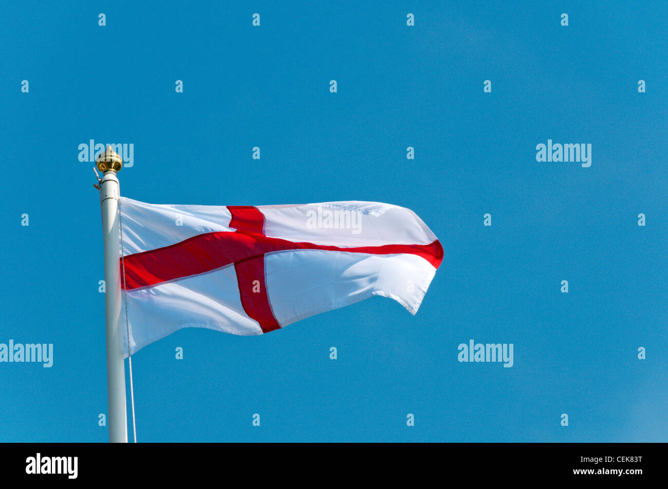 The flag of St George flying on St George's Day. Stock Photo
