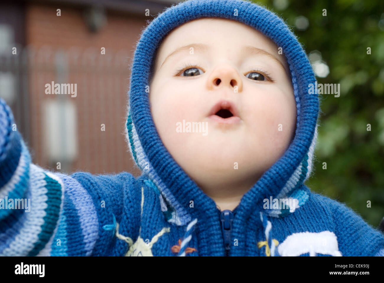 blue hooded cardigan