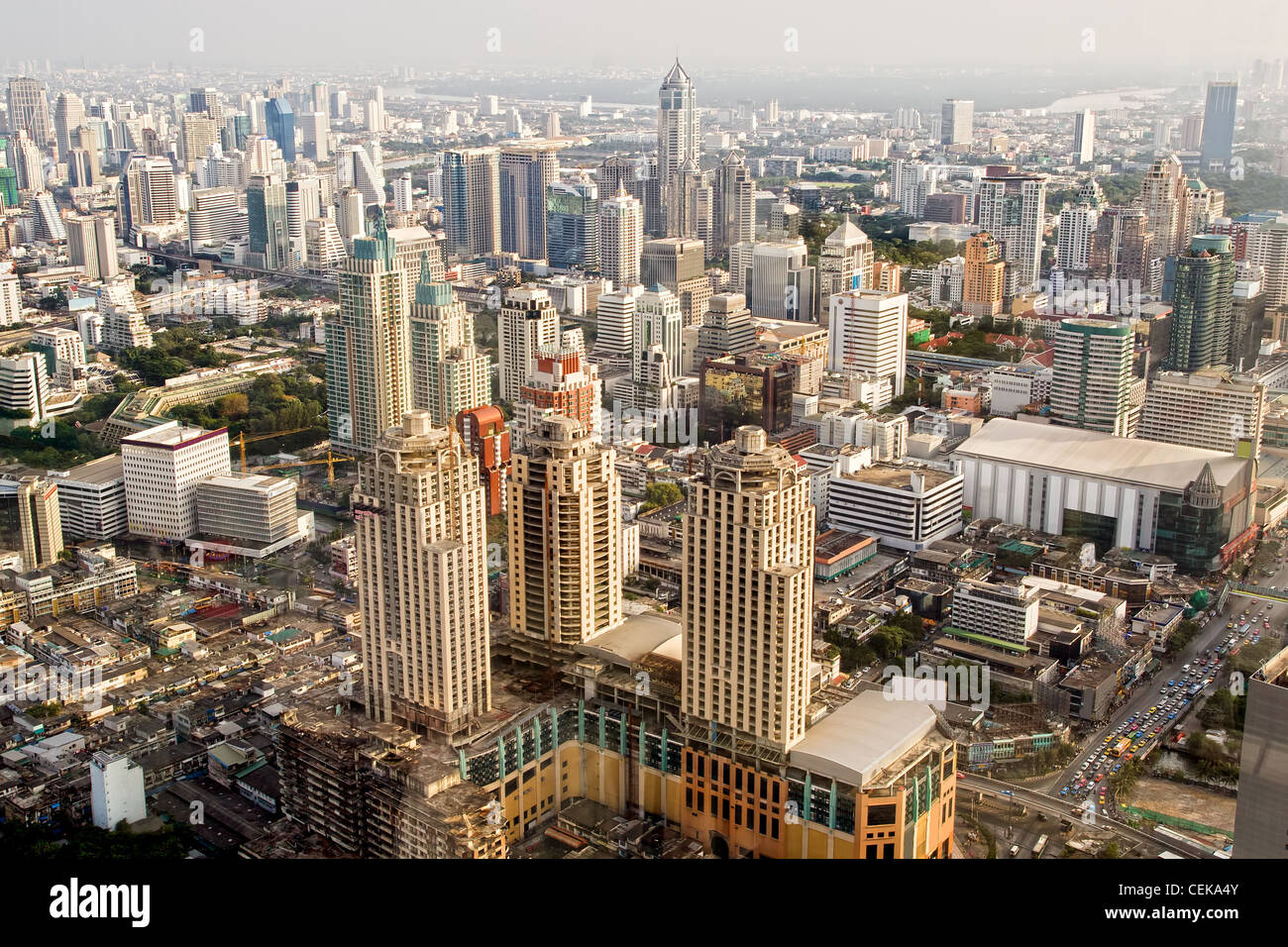 Bangkok Metropolis, aerial view over the biggest city in Thailand Stock Photo