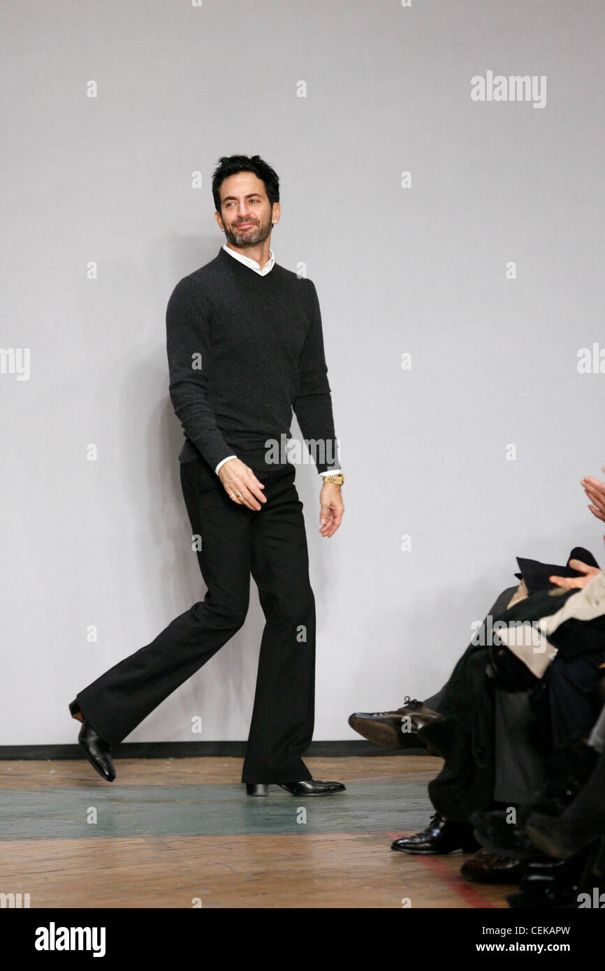 Fashion designer Marc Jacobs at the end of his catwalk show Stock