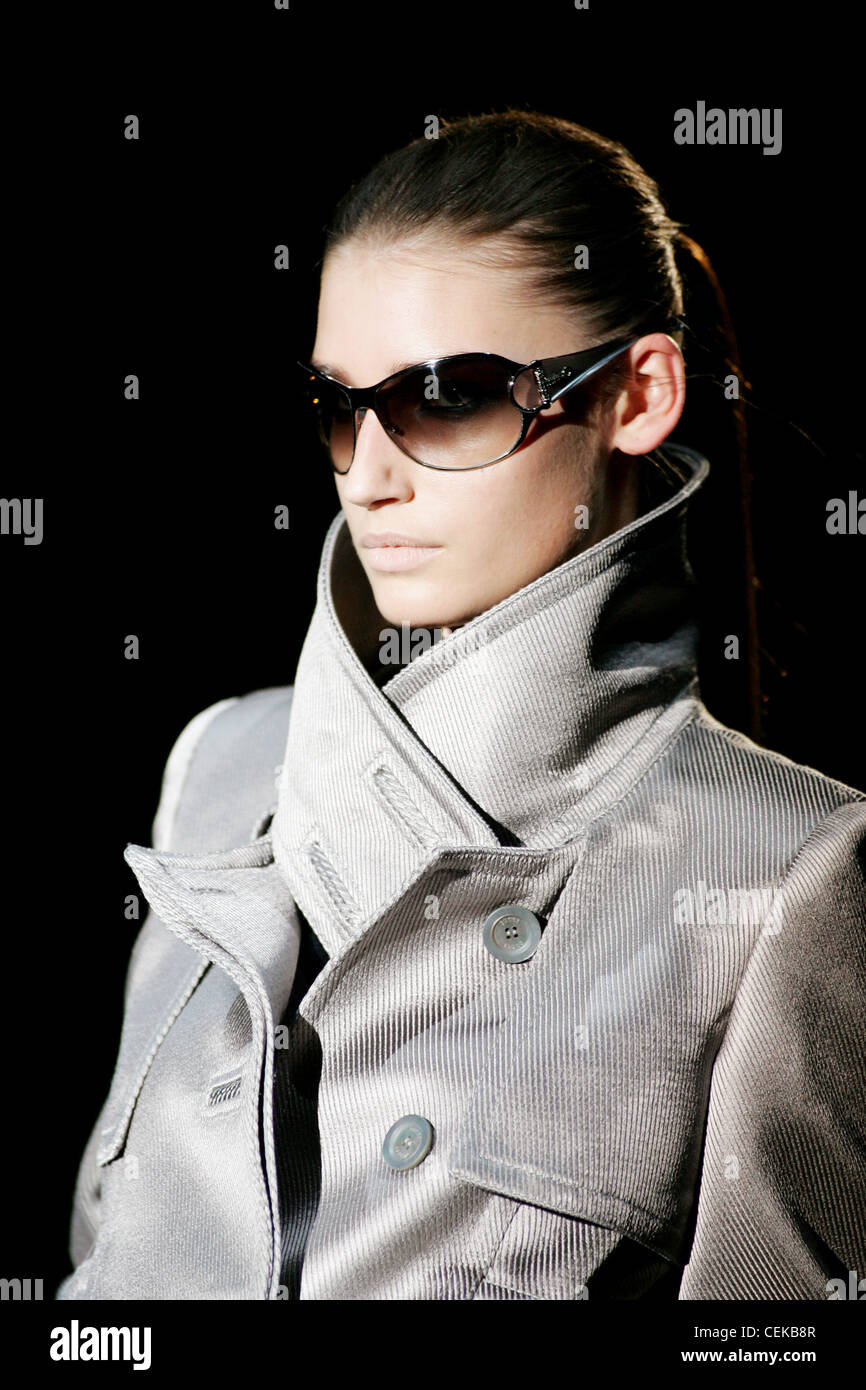 Gucci Milan Ready to Wear Autumn Winter Spanish model Eugenia Silva  sporting 'The Fly' sunglasses and exaggerated collar jacket Stock Photo -  Alamy