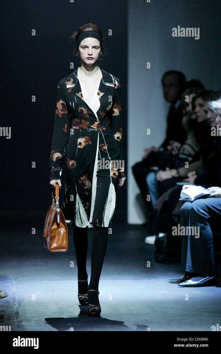 Prada Milan Ready to Wear Autumn Winter Floral print wrap dress and ...