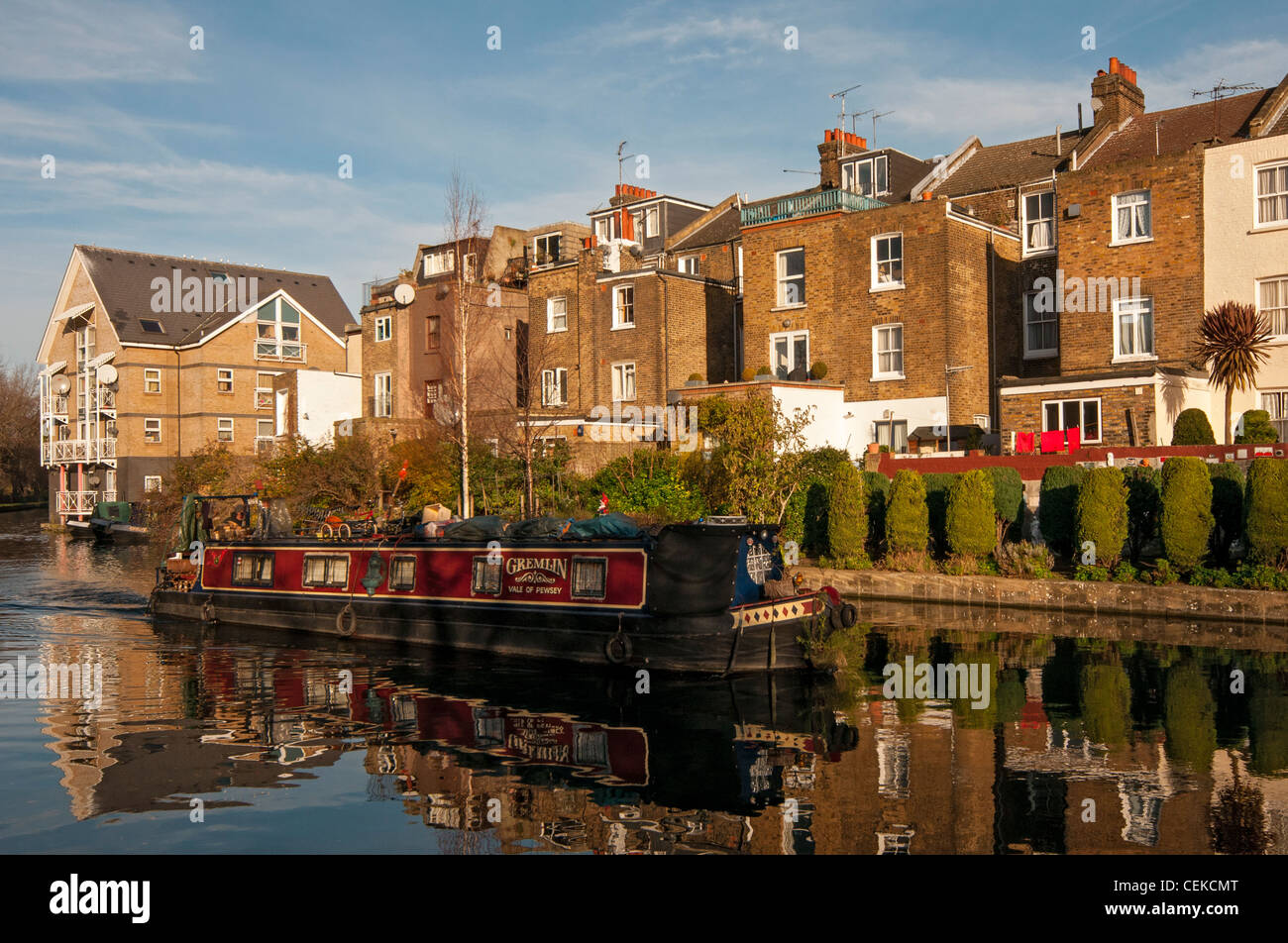 Houseboat on Grand Union Canal, Maida Vale, London, England, United Kingdom Stock Photo