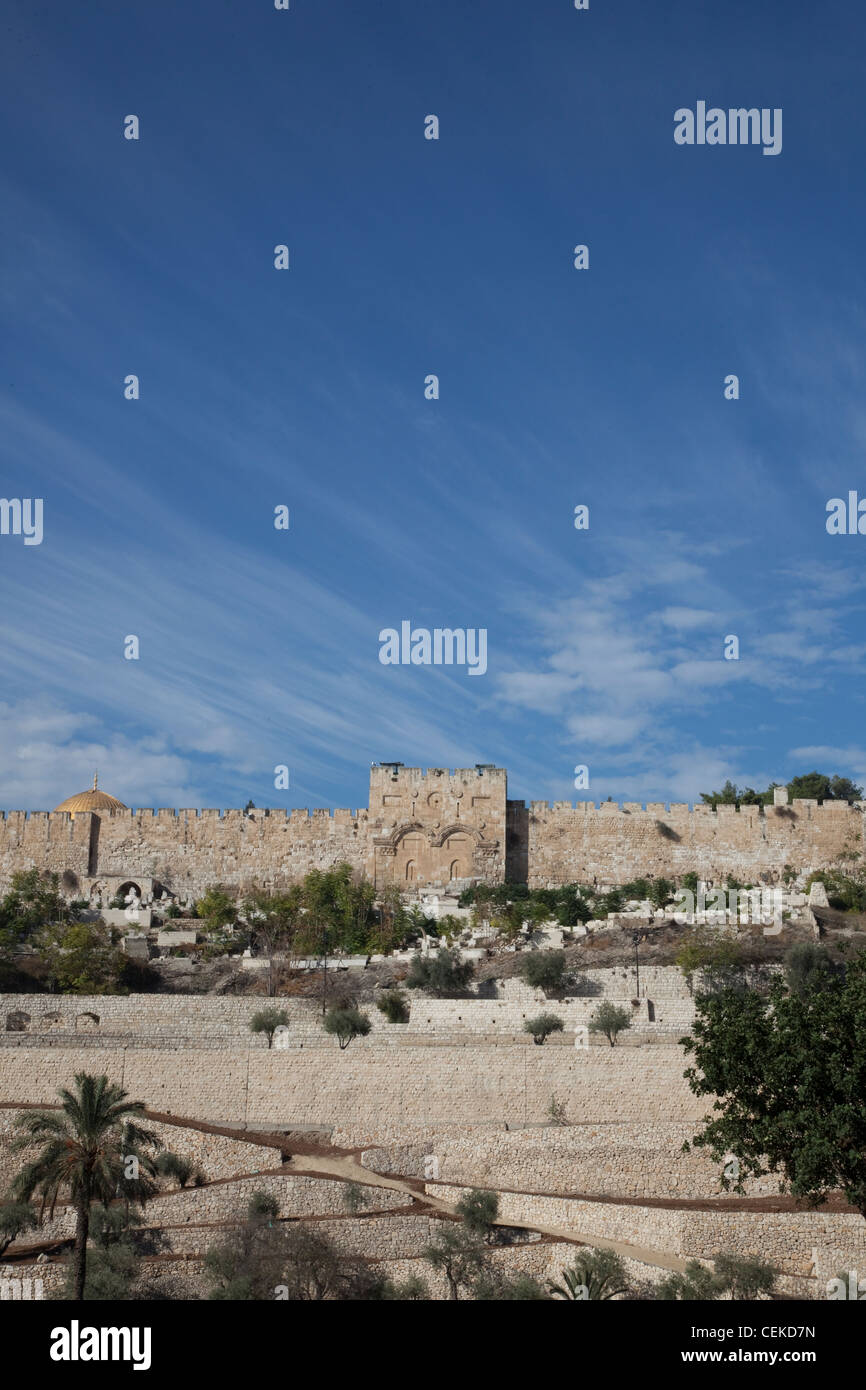 Golden Gate known Gate Mercy double gateway in eastern wall Temple Mount compound built in 7th century say on site older Stock Photo