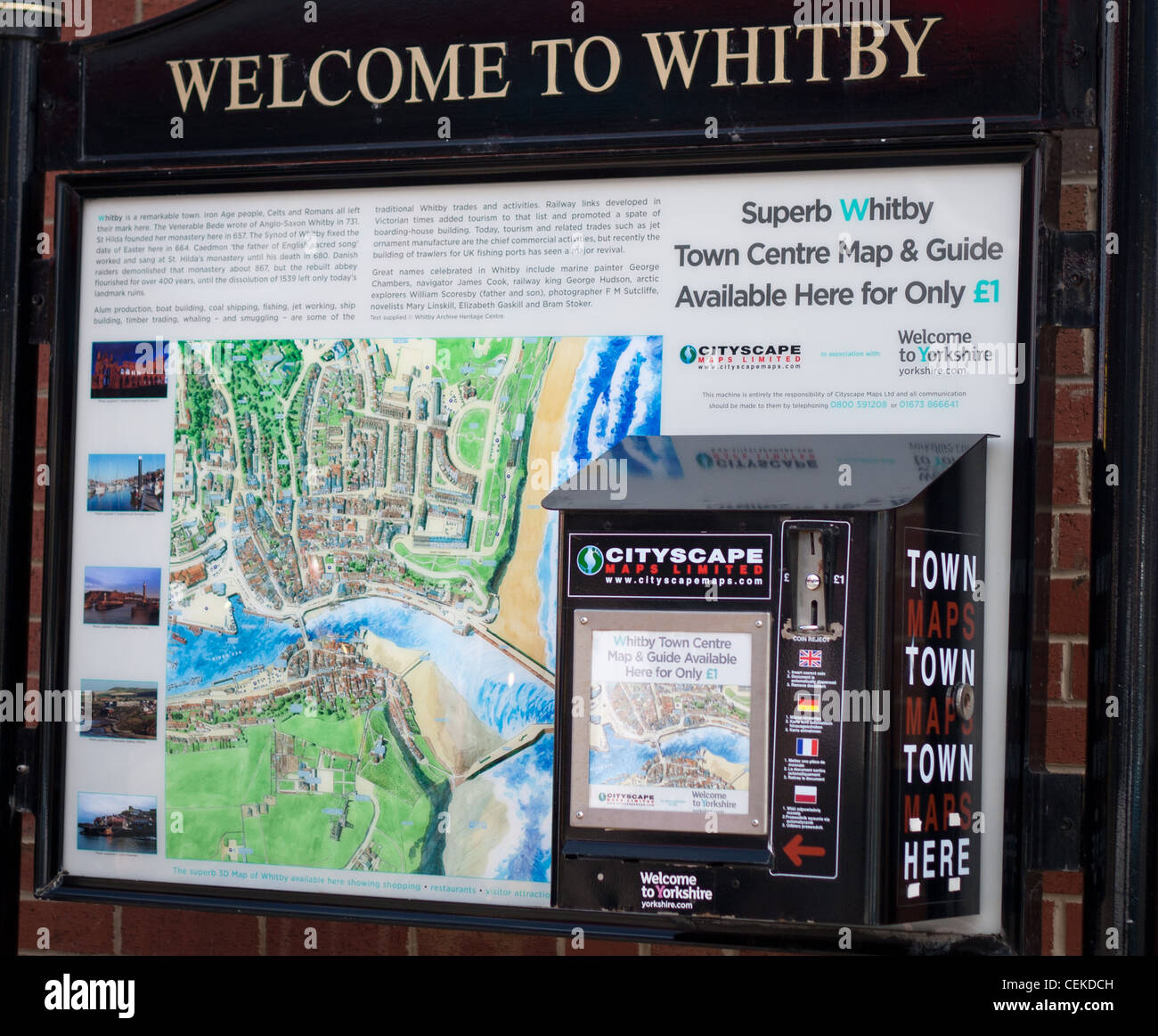A map of Whitby town centre and a guide on where things on in Whitby