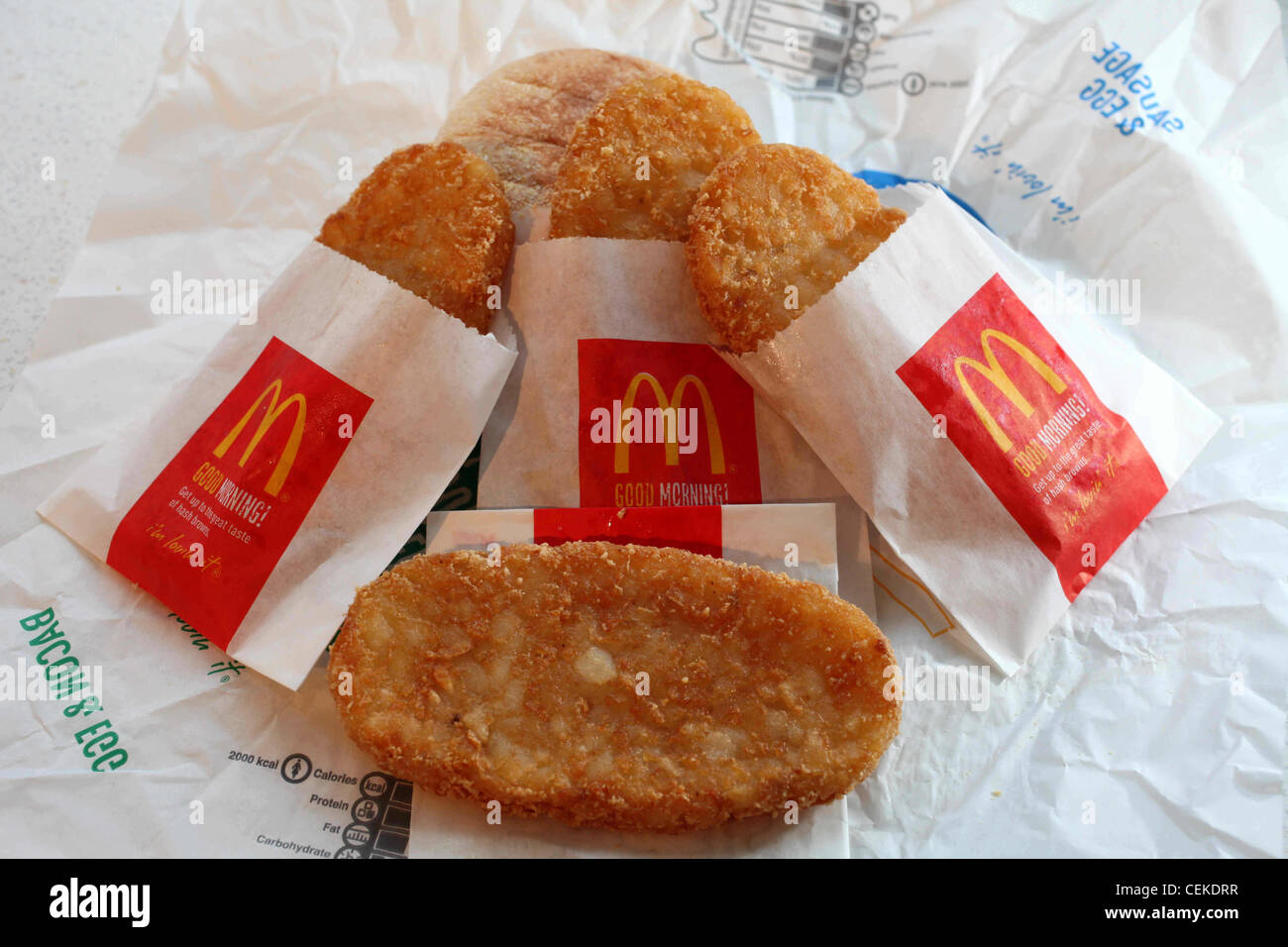 MCDONALDS BREAKFAST MCMUFFIN AND COFFEE AND HASH BROWN Stock Photo - Alamy