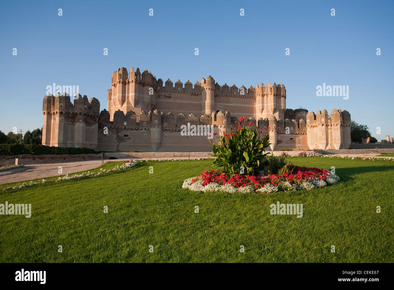 castle erected Moorish builders in mid-15th century Bishop Alfonso Fonseca archbishop Seville lord Coca Alaejos mixture Stock Photo