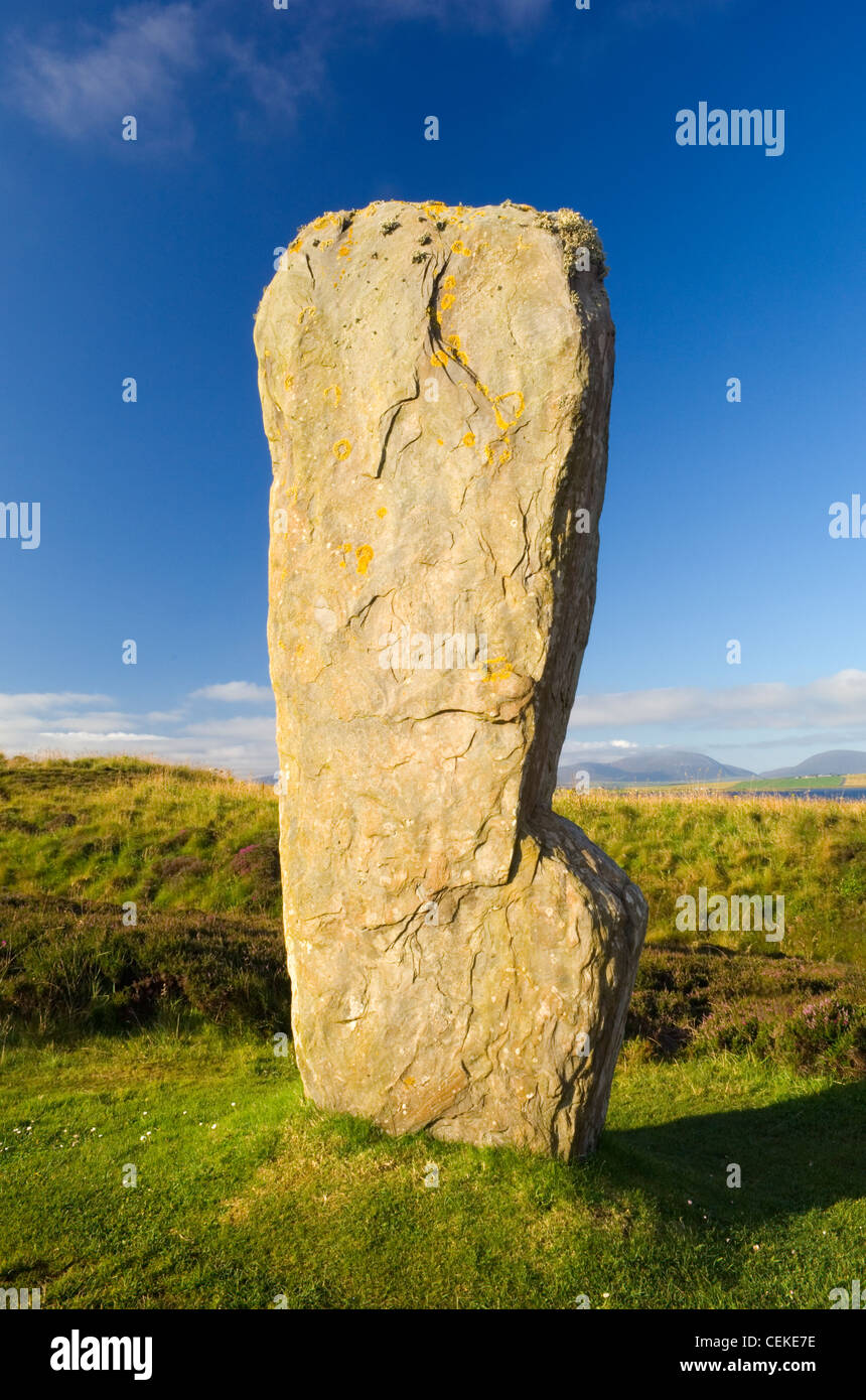 A single standing stone in the Ring of Brodgar, Orkney Islands ...