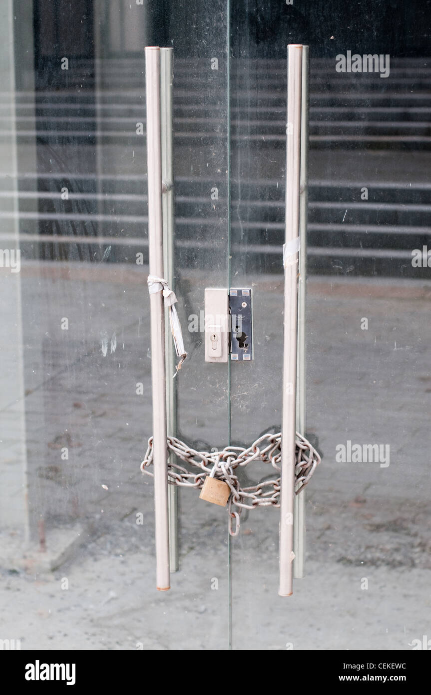 A chained door in Tallaght, Dublin, Ireland Stock Photo