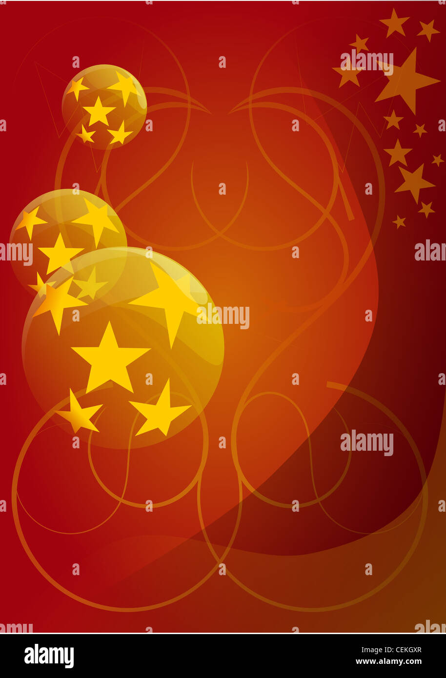 Christmas background with spheres and stars Stock Photo - Alamy