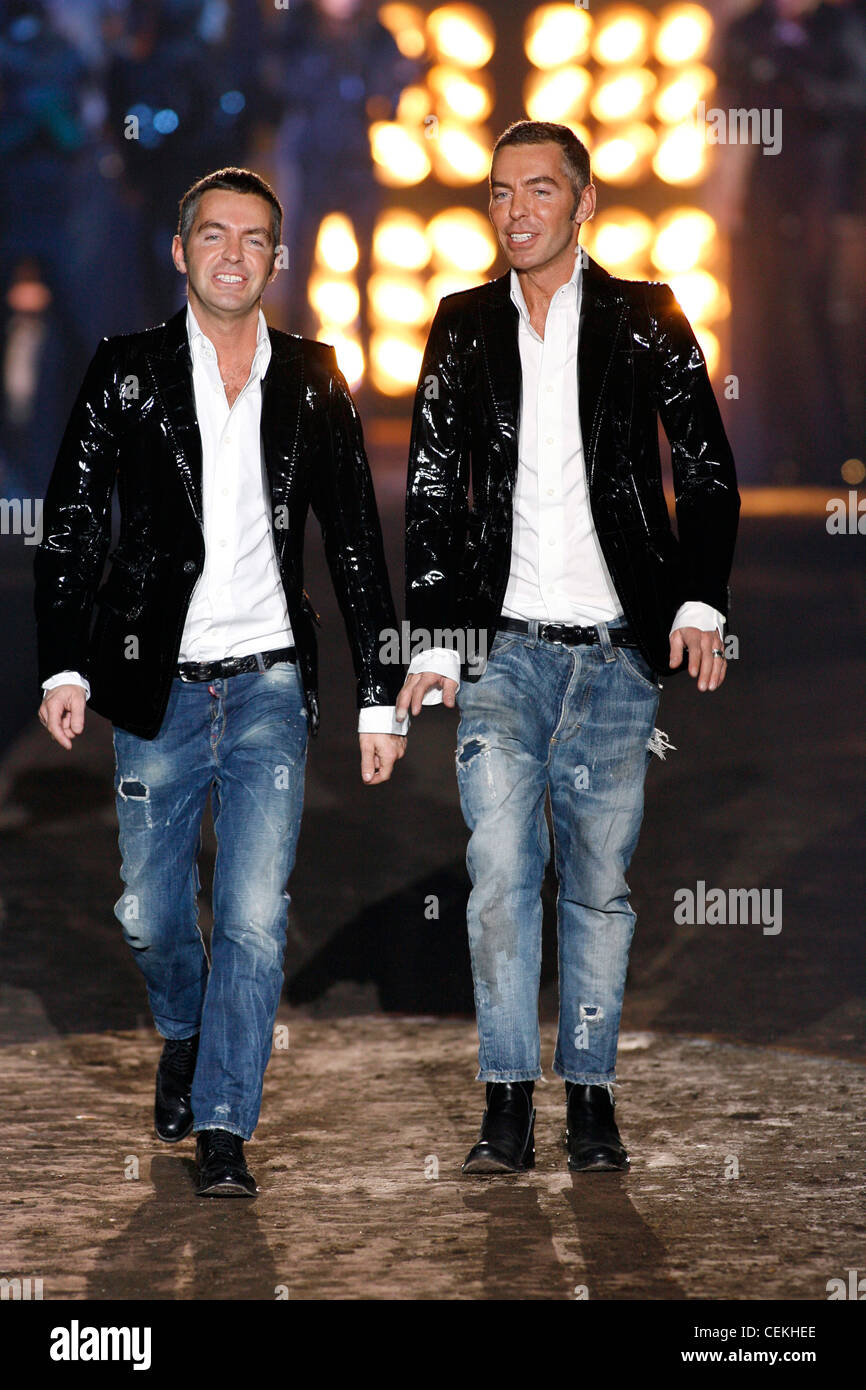 DSquared Milan Ready to Wear Autumn Winter Fashion designer brothers Dean  Caten and Dan Caten after their show Stock Photo - Alamy