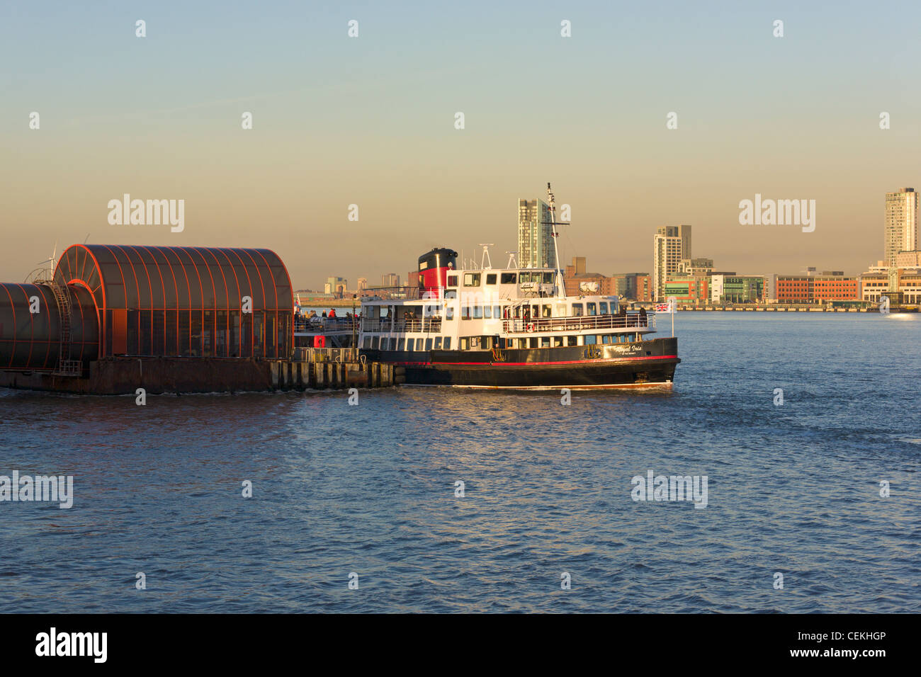Mersey Ferry at Woodside, Wirral Stock Photo