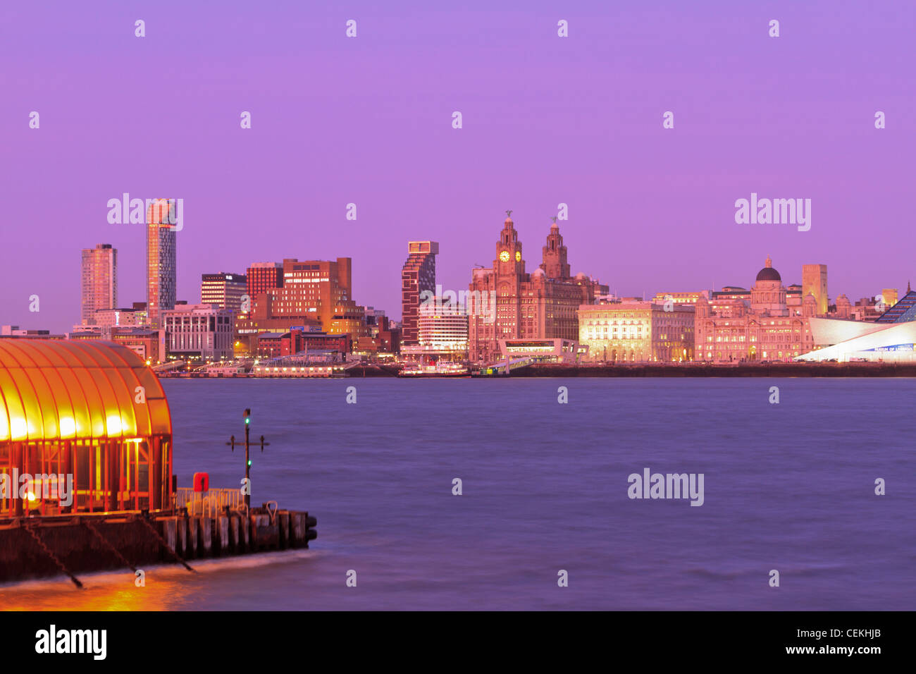 Liverpool skyline from Wirral Stock Photo