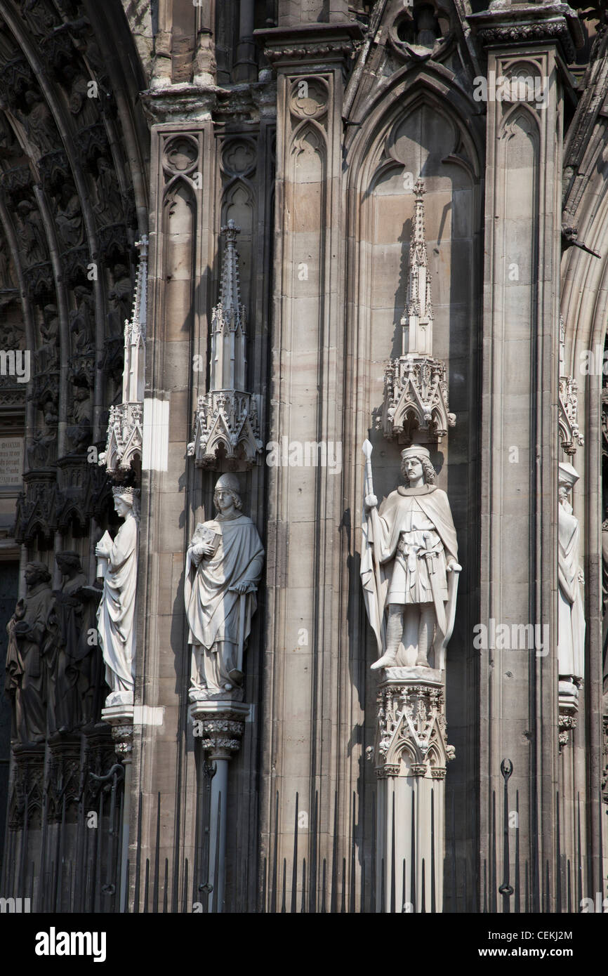 Germany, Cologne, Cologne Cathedral, Southern Facade, Portal of  Petrus, Sculptures Stock Photo