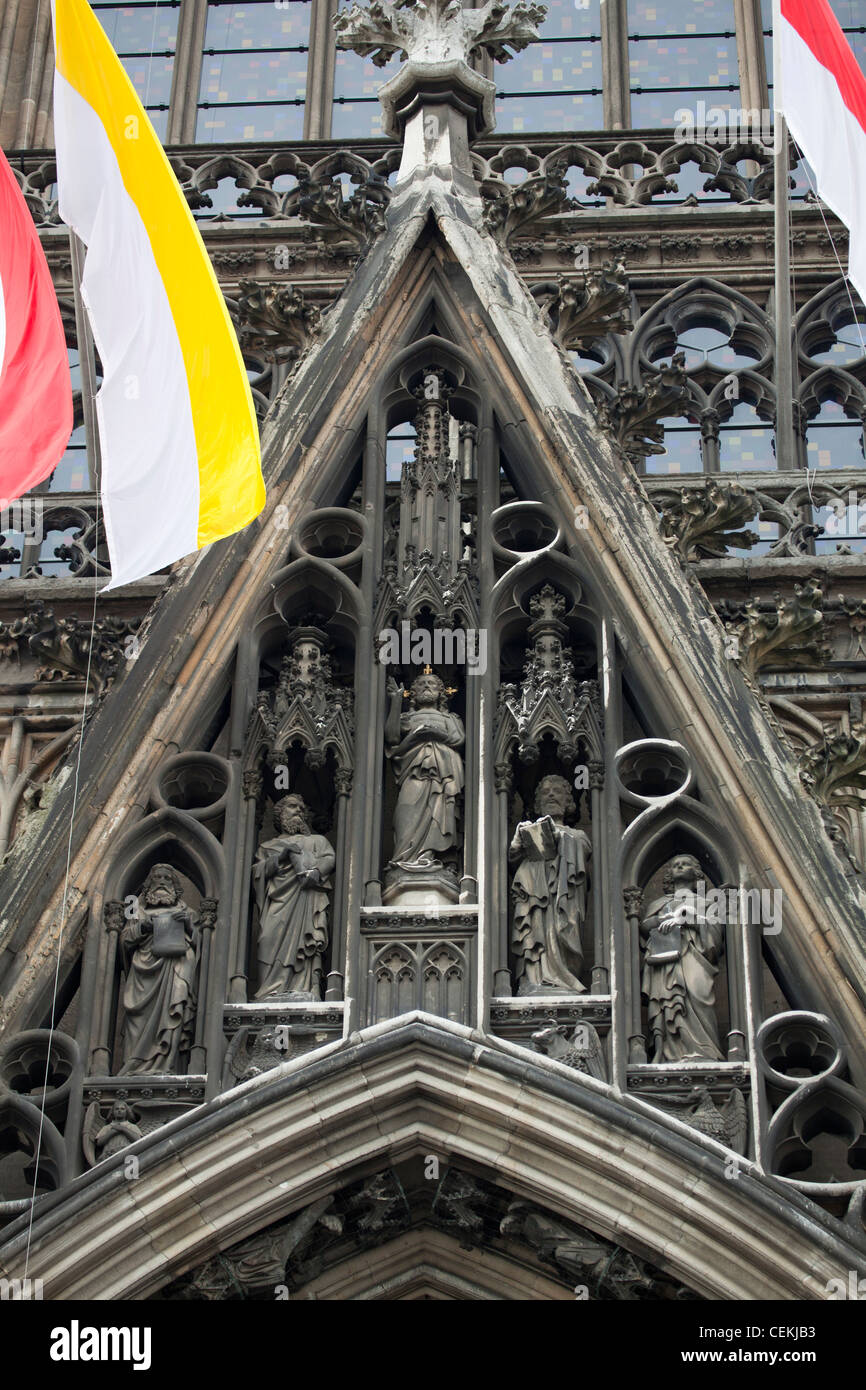 Germany, Cologne, Cologne Cathedral, Southern Facade, Portal of Petrus, Gable Stock Photo