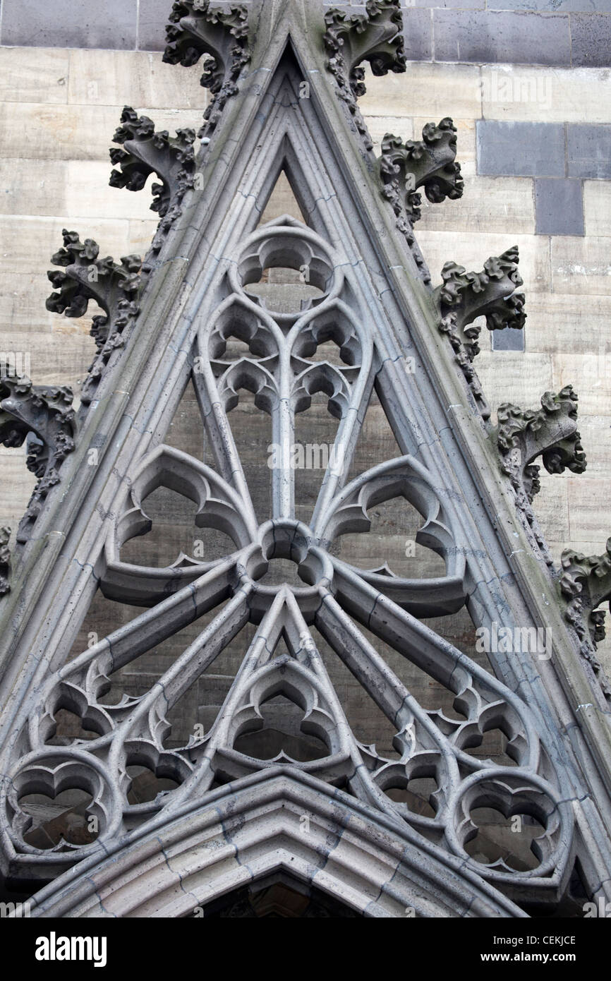 Germany, Cologne, Cologne Cathedral, North Facade, Portal of Maternus, Gable Stock Photo