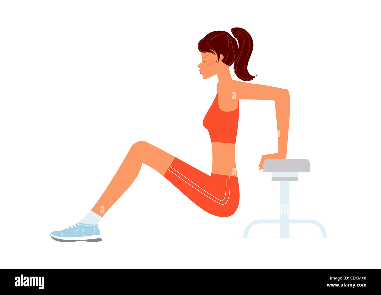 Female Doing Push Ups Using Stool Stock Photo Alamy Female Doing Push Ups Using Stool Stock Photo Alamy